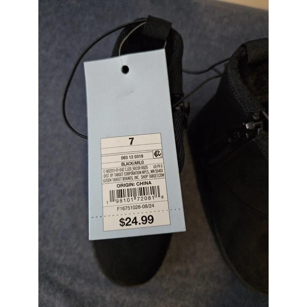 Cat & Jack Toddler Girls Arlo Zipper Winter Shearling Style Boots‎ Black Size 7